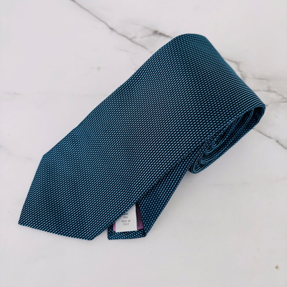 Eton Textured Geometric Print Blue Men’s Tie 100% Silk
